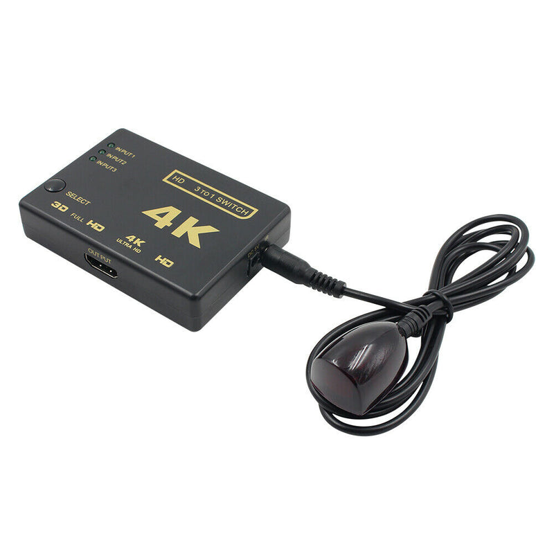 Ultra HD 4K 2K HDMI Switcher 3x1 Display Selector with Remote Controller