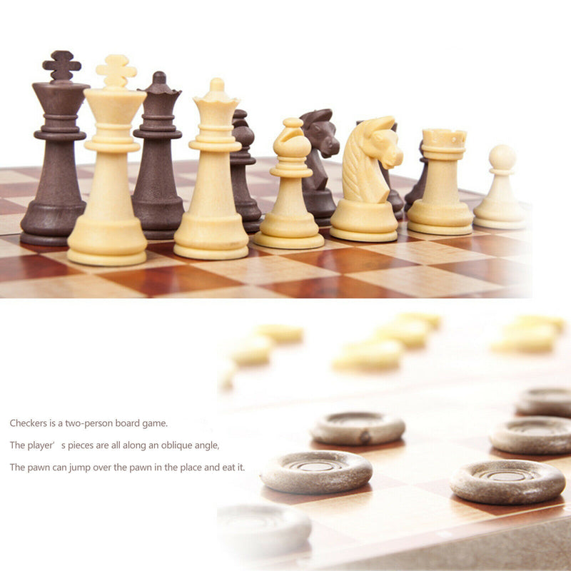 2 in 1 International Chess Checkers Set, Magnetic Chess Pieces Board Game