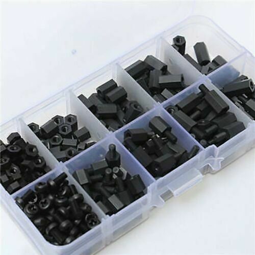 180pcs Black M3 Male Female Spacer Nylon Hex Screw Standoffs Nut Kit with Box