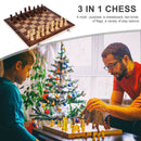 3 in 1 Wooden International Folding Chess Set Board Game Fun Toys (34x34cm)