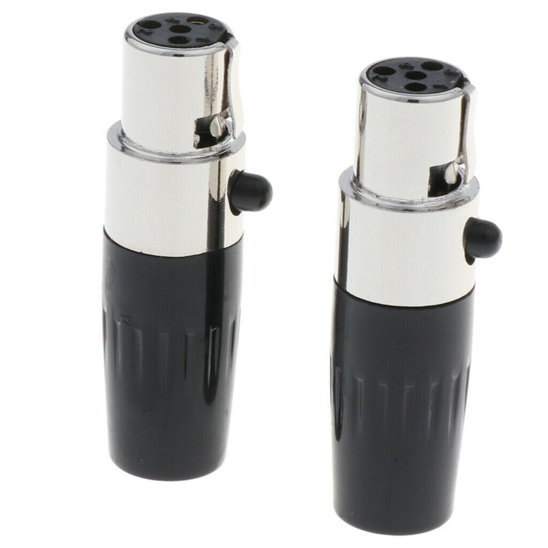2 x 4 Pin XLR Female Cable Connector, Fit for Microphones, Black and Sliver