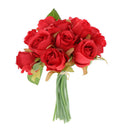 Artificial 12 Rose Flower Bush Floral Decor Wedding Party Bridal 25cm Red
