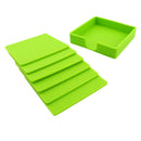 Drinks Coasters Set of 6 Cup Pad Mat Green Silicone Mug Coaster with Holder