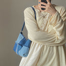 Elgant Splicing Denim Underarm Bag Casual Women Shoulder Top-handle Purses