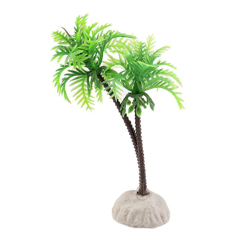 Plastic Aquarium Plant Fishs Tank The Coconut Tree Decorations Ornament 10cm