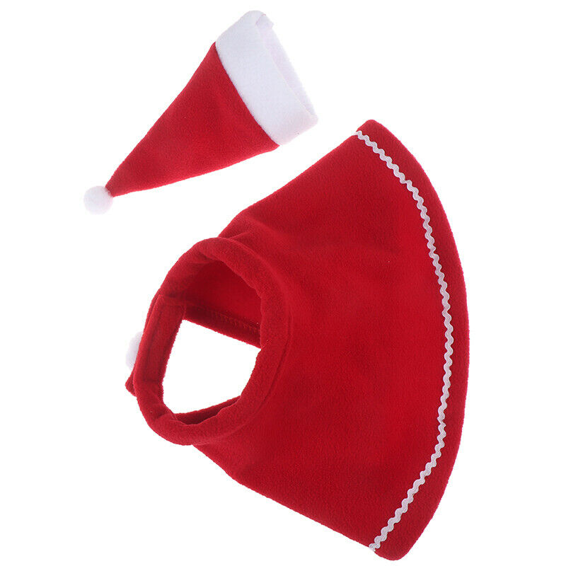 Pet Cat Dog Hat Red Scarf Christmas Holiday Costume Small Animals Party Dress BX