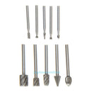 10Pcs HSS Rotary Burr Router Bits Set Milling Engraving Wood Working Cutter Tool
