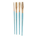 4x Wood Handle Bristle Hair Painting Brush for Watercolor Acrylic Painting