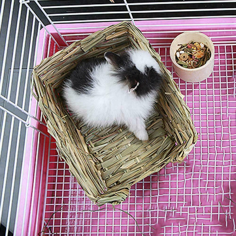Grass Woven Guinea Pig Rabbit Hamster Bed Mat Straw Nest Pad Pet Bump Cage I9T1