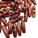 50Pcs Wooden Toggle Buttons, Wood Sewing Buttons with 2 Holes for Jacket Coats
