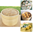 2PCS Asian Handmade Bamboo Steamer Lid Dumpling Buns Steamer Lid 5.9inch