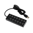 USB 2.0 13 Port Hub High Speed Adapter Cable with ON/OFF Switch for Laptop