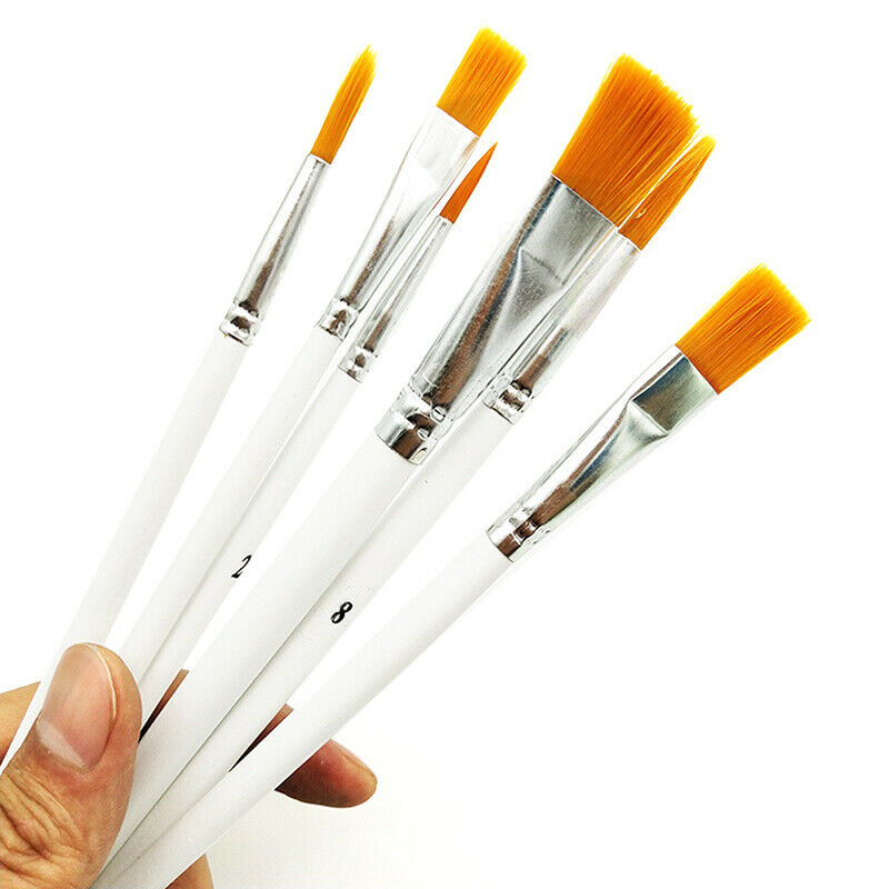 6 white wooden nylon brushes Drawing Gouache watercolor pen and oil brush sS Ew