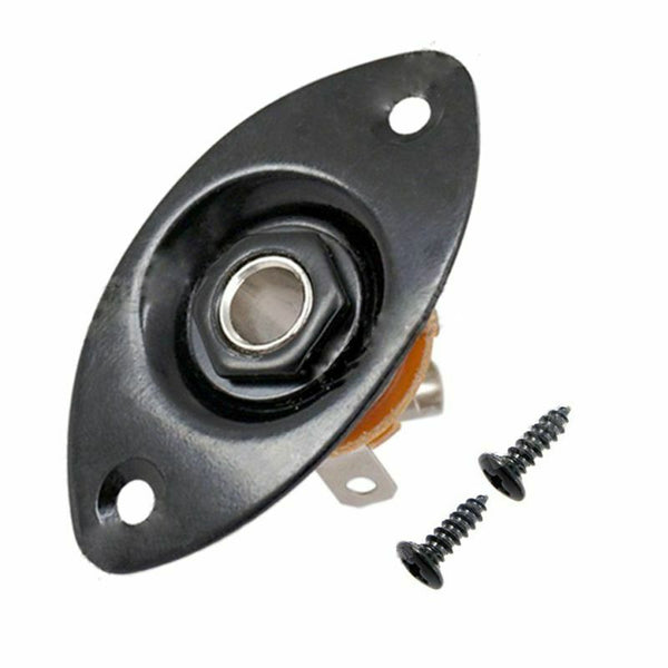 Oval Indented Guitar Jack Plate30 BK Oval Indented Guitar Jack Plate & Sock