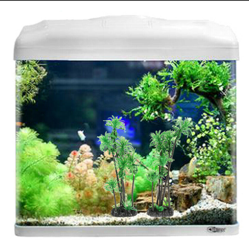 2pcs Aquarium Fish Tank Reptile Tank Landscaping Artificial Coconut Tree Plant