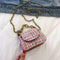 Women Woolen Messenger Shoulder Bags Mini Totes Flap Chain Handbag (Pink)