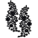 2 Pairs Lace Embroidered Floral Neckline Collar Trim Clothes Sewing Applique