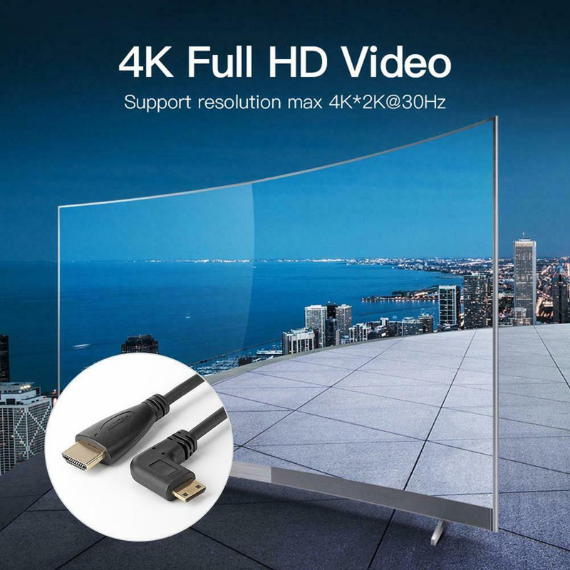 High Speed HDMI to Mini HDMI Cable Extensible Spring Left Curl HDMI Wire