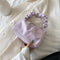 Women Candy Color Shoulder Bags Pleated Ruffle PU Totes Handbag (Purple)