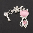 3.5mm Jack Cat Crystal Dust Plug Pink P9I2