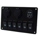 USB Charging ABS 12V 24V 6 Gang Rocker Switch Panel Dual USB Waterproof Cir