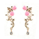 Fashion Crystal Earrings For Women Branch Flower Stud Cuff Earrings Ear Jewelry
