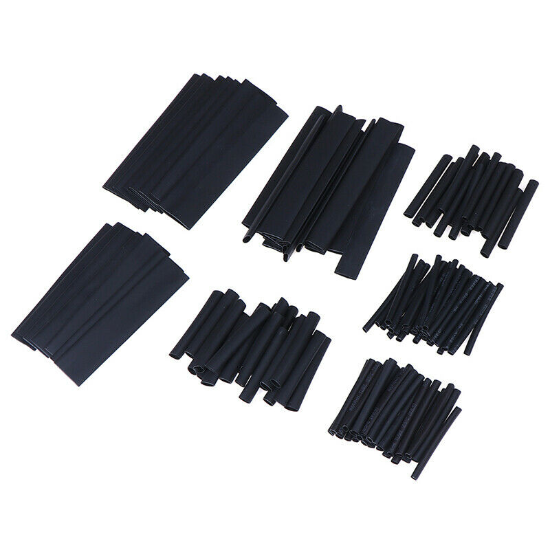 127pcs 7 Sizes 2:1 Electronic Heat Shrink Tubing Tube Sleeve Wrap Wire Black Cy