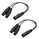 2Pack Microphone Lead / Mic Cable / XLR Patch Lead Male to 2 Female Plug 1ft