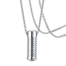 Screw Whorl Stainless Steel Urn Keepsake Pendant Chain Necklace Mens Gift