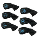 6Pcs/Set Golf Iron Headcovers PU Leather Case Protector for 50-60 Degree(Black)
