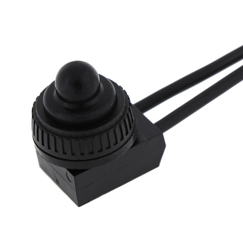 2PCS 12V Waterproof Push Button On-Off Switch With 4" Lead Wire Black Kw
