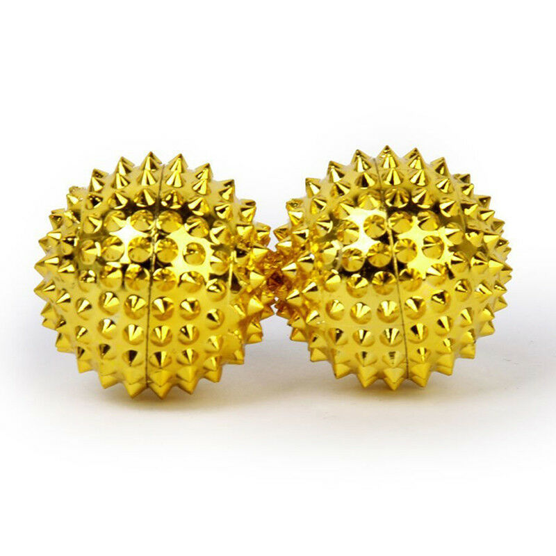 1 pair Small golden imam palm massage beads 32mm D1M2