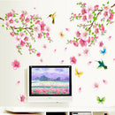 Pink Flowers Wall Stickers,Adhesive Art Decals, For Kids Room Birthday Gift