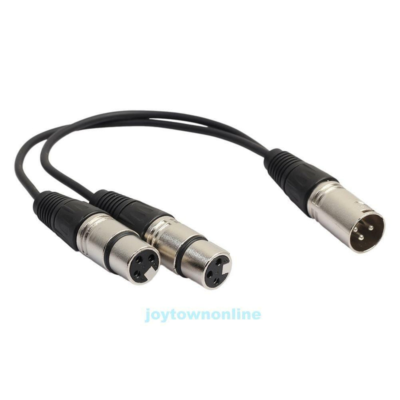 1.1FT XLR 3 Pin Male to 2 XLR Female Connector Microphone Extension Cable Cord