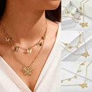 Elegant Double Layer Butterfly Choker Chain Pendant Favor Girl Women Neckla F1S3