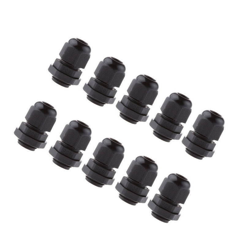 10X 4-8mm Durable PG9 Black IP68 Waterproof Cable Gland Adaptor Connector