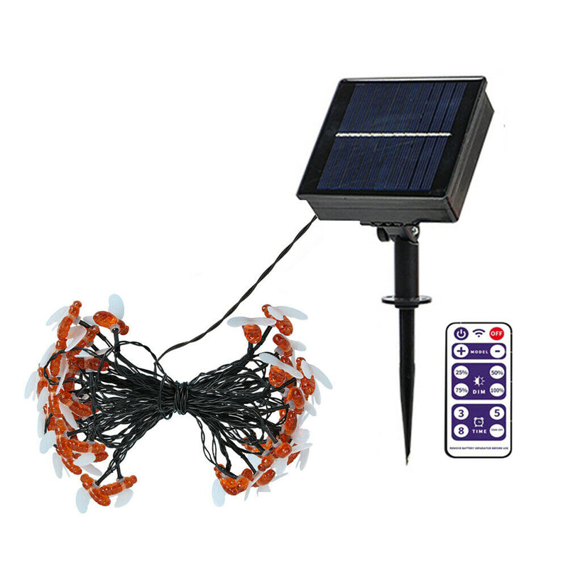 LED Solar Light Strings for Party Decor Bee Shaped Waterproof Night Outdoor Lamp