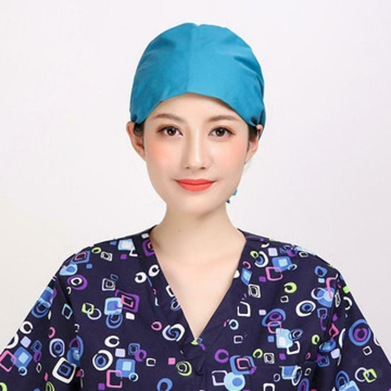 2Pcs Unisex Scrub Turban Cap Sweatband Nurse Bouffant Working Hat Head Cover