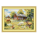 14CT Cottage Farm Goat Cross Stitch Stamped Kits Embroidery Needlepoint 14CT