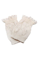 Women's Hollow Lace Trim Short Cuffs Leg Warmers Beige