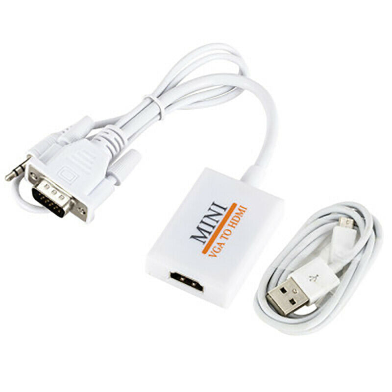 VGA Male To HDMI Output 1080P HD+ Audio TV AV HDTV Video Cable Converter Adap R