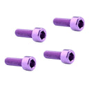 4 Pieces Water Bottle Cage Bolts Alloy - Bike Cycle Cycling Purple