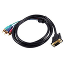 1.5M 4.9Ft VGA 15 Pin Male to 3 RCA RGB Male Video Cable Adapter Black Q3R2