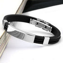 Unisex Men's Braided Silicone Stainless Steel Magnetic Clasp Bracelet Pro Dwwj