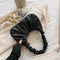 Elegant Pleated Handbag Women Leather Travel Totes Shoulder Bag (Black)