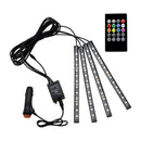 4PCS 48 LED Car Interior Atmosphere Lights Strip Wireless IR Remote Control