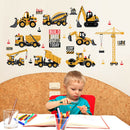 construction vehicles wall stickers decals backhoe excavator bulldozer truck   Z