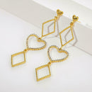 Irregular Earrings Heart Crystal Long Ear Drop Women Holiday Jewelry Gift A