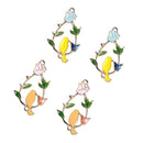 4 Piece Alloy Enamel Flower Leaves Branch Bird Connector Necklace Pendant Beads