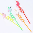 4pcs Drinking Straws Cartoon Flamingo PVC Juice Straws Hawaii Party Table Dec Gw